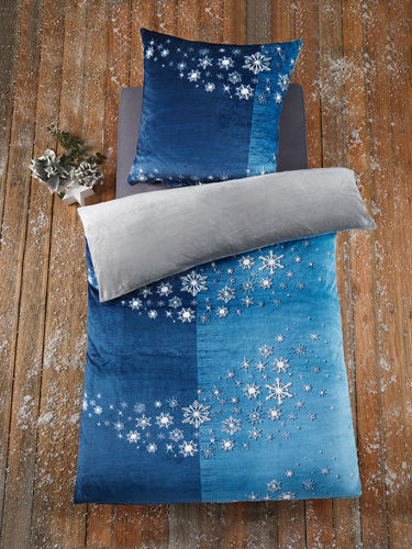 Sternenschweif Blau Grau 135x200 cm CASHMERE-LIKE Mikrofaser Winter Bettwäsche stark reduziert!